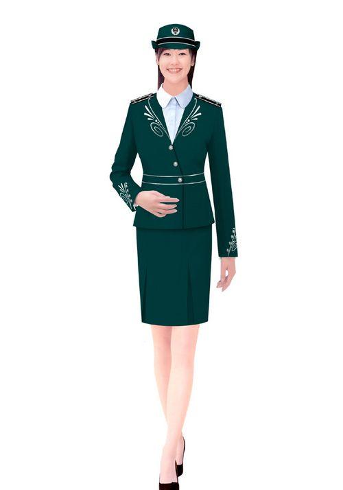 墨绿色女保安制服设计图片